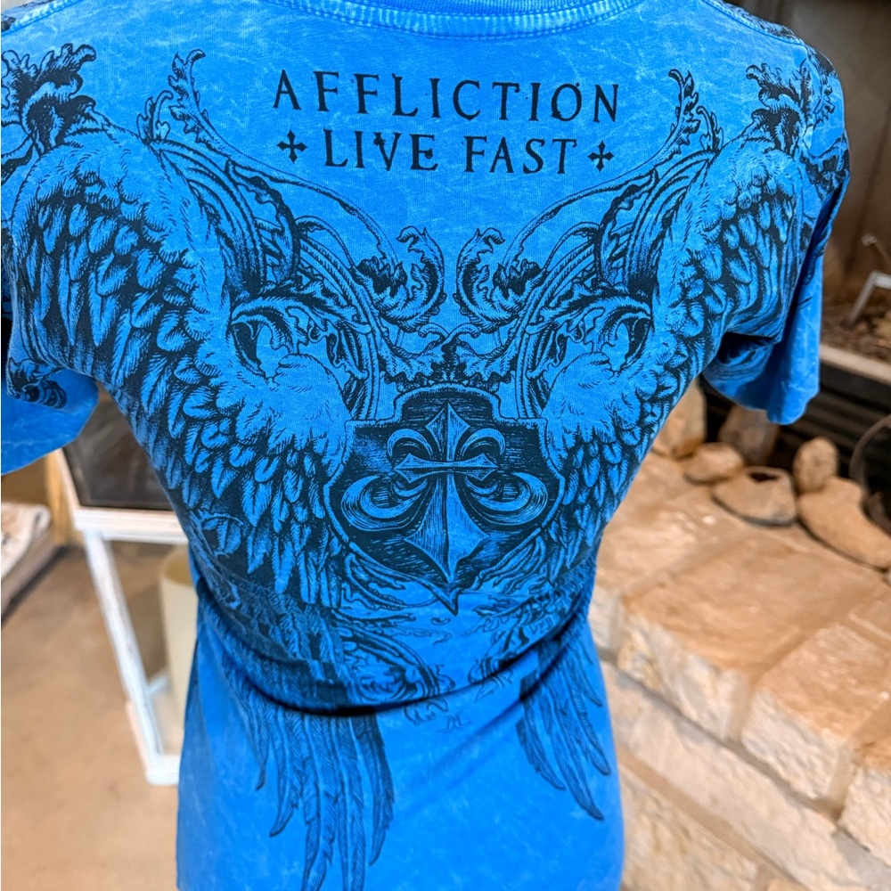 Affliction Blue Logo Tee - Picture 6 of 12